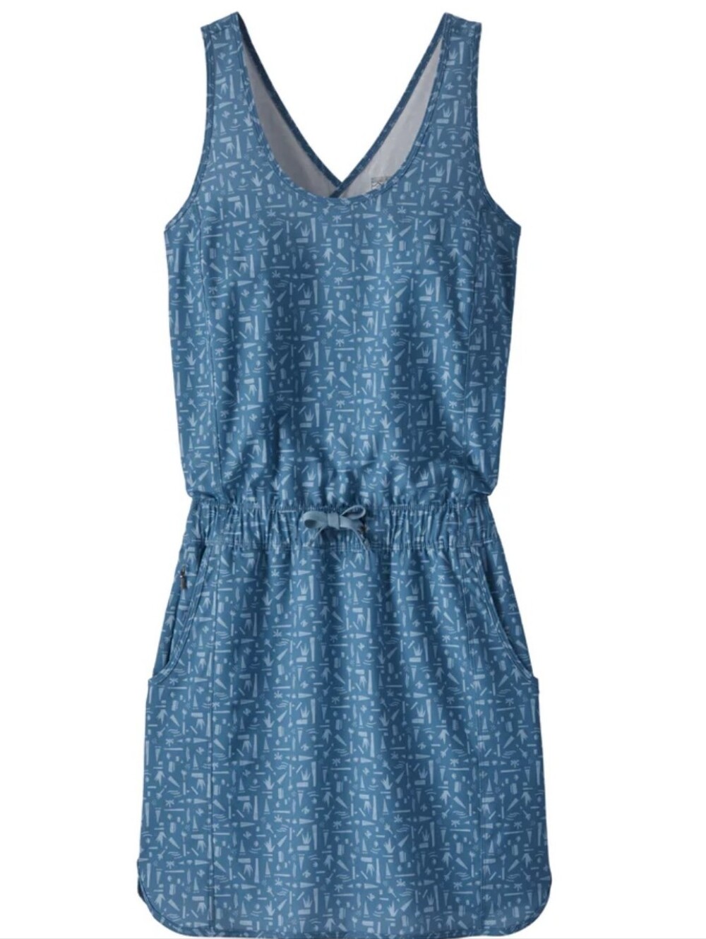 Patagonia Women's Fleetwith Dress Blue Patterned Sleeveless Size Large Hiking
